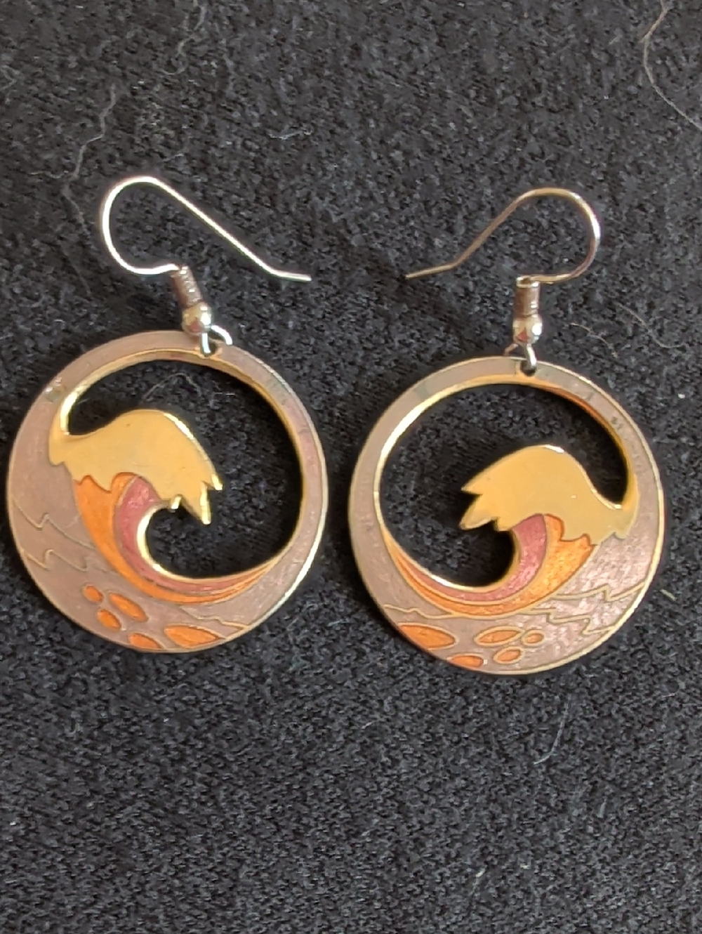 Golden Wave Circle Drop Earrings - Unbranded